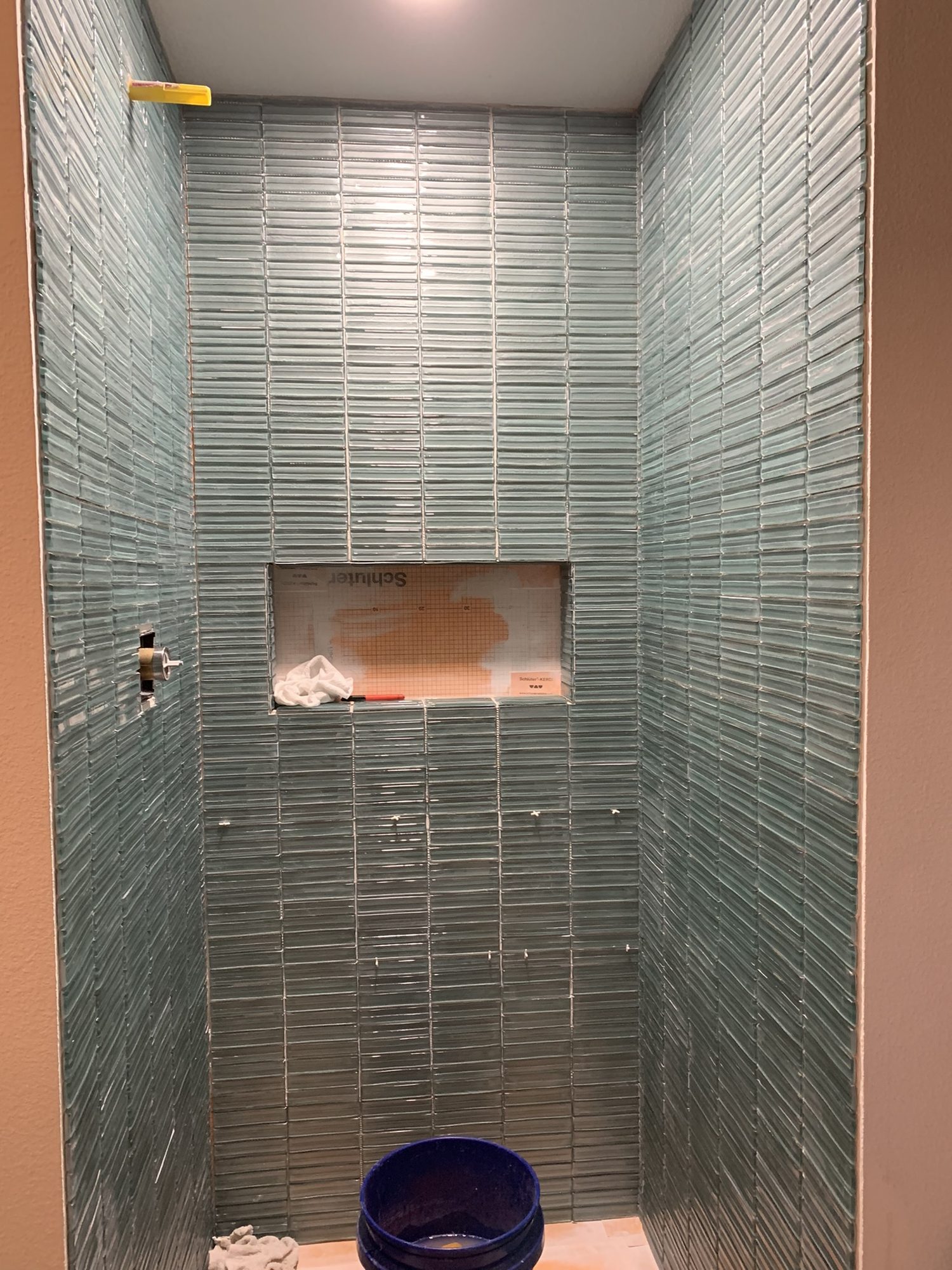 Modern Green Tile Shower - Before 5